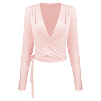 Hauts à manches longues haut de gamme pour femmes avec bretelles croisées, pour le printemps et l'été, blouses d'extérieur, vestes de fitness et de Pilates, vêtements de yoga grande taille