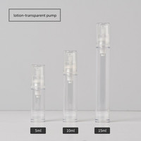 Botol Semprot Vakum AS 5ml 10ml 15ml Grosir, Botol Semprot Plastik Mini Transparan dengan Pompa Putih Bening