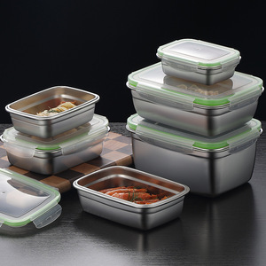 304 Stainless Steel Food Storage <b>Container</b> Rectangle Airtight Lid Travel Use - Product Image 1
