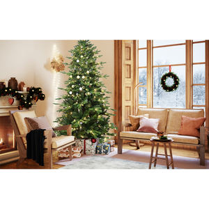 Árbol de Navidad de PVC Preiluminado con Luces LED, Estructura Articulada, Árbol de Navidad Realista y Esponjoso para Decoración Navideña del Hogar, Soporte Estable - Product Image 6