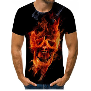 เสื้อยืดผู้ชายพิมพ์ลายกะโหลกแนวสตรีทแวร์ทรงหลวมแขนสั้นแนวสตรีทแวร์ทรงหลวมลายกะโหลกนักเล่นเกมบ้าบอแนว3D สุดสร้างสรรค์ - Product Image 3