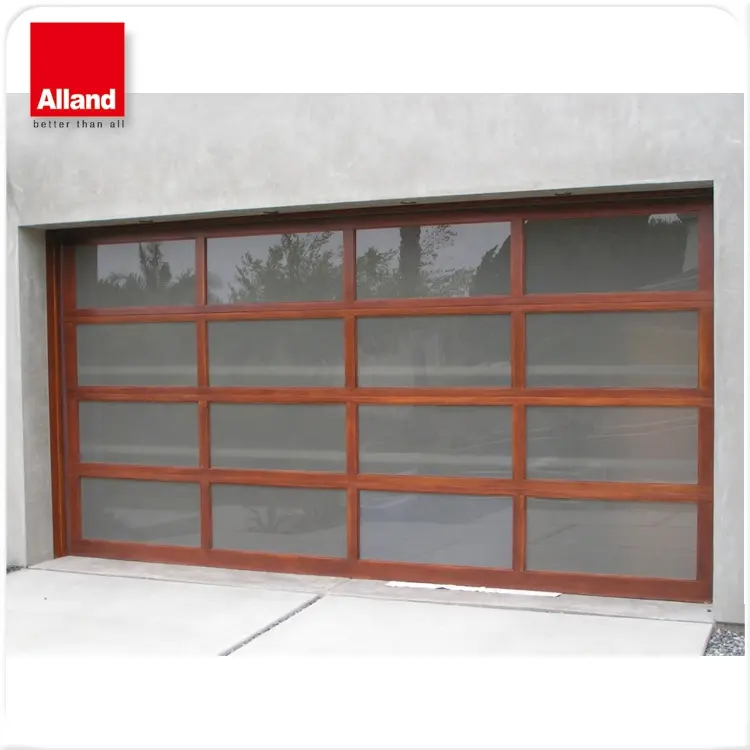 automatic clear glass sliding garage door for two car