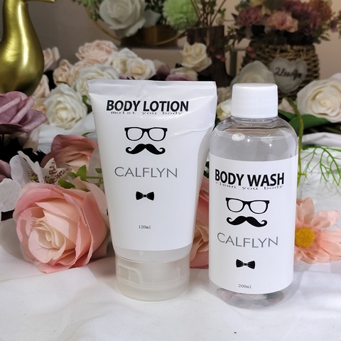 CALFLYN Deeply Cleaning Hydrating Men Bath Set Moisturizing Body Wash and Body Lotion Set