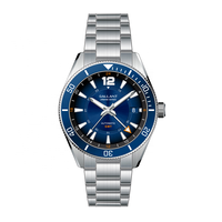 Montre Automatique en Acier Personnalisée de Style Homme avec Bracelet en Métal, Saphir, Mouvement NH34 GMT, Argentée et Étanche pour Hommes