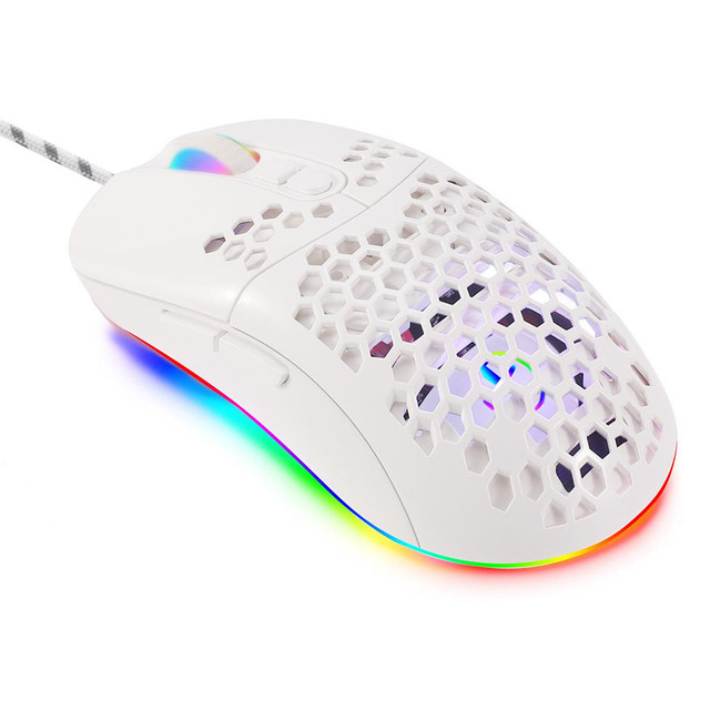 TASSO YCM-04 78g Lightweight Honeycomb RGB Backlit USB Optical Gaming Mouse 7200 DPI Programmable Right-Handed PC Laptop Stock