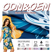 Tissu en maille scuba imprimé intégral 100 % polyester pour robes structurées, vestes, usines de confection, commandes de vêtements en gros