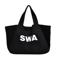 Tas Selempang Messenger Tote Sekolah Fashion Pria Hitam Tas Selempang Kanvas Katun Logo Custom