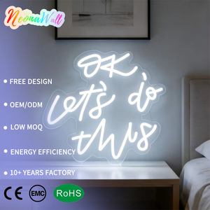 Letrero Luminoso <span class=keywords><strong>LED</strong></span> con la Frase '<span class=keywords><strong>OK</strong></span> Let's Do This' en Blanco Cálido, Escrito a Mano, para Decoración de Estudio, Gimnasio u Oficina, Luz Motivacional e Inspiradora - Product Image 1