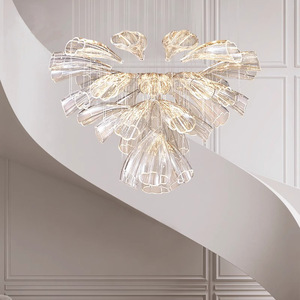 Lámpara de araña de lujo con forma de pétalo, fuente de luz LED, base de bombilla E27, control de interruptor para sala de estar, comedor, decoración de hotel - Product Image 3