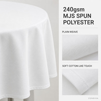 Mantel Redondo Blanco al por Mayor, 240GSM, Poliéster Hilado MJS, para Uso Comercial en Hoteles, Restaurantes y Bodas, Tamaño Personalizado