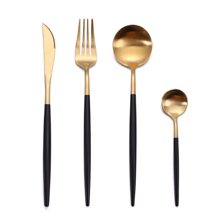 Black Gold Set(4pcs:knife,fork,spoon,teaspoon)