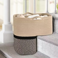 Panier d'escalier tissé en forme de L avec poignées pour le rangement des jouets et des livres, marron, 15 po L x 10 po L x 15 po H, directement de l'usine