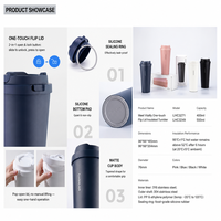 Ensemble cadeau d'entreprise 4 pièces avec logo personnalisé : Mug isotherme 3271, carnet, batterie externe, blanc
