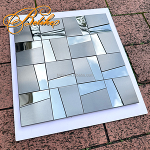 רב ברמה 3d מתכת פסיפס tille תכונות קיר כיסוי backsplash פלדה מודרני מסוגנן בית מפואר - Product Image 5