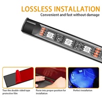 Guirlande lumineuse décorative à 18 LED, lumières d'ambiance pour voiture, lumières d'ambiance LED RGB contrôlées par application, pour voiture LED