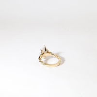 Bague de Fiançailles et de Promesse en Or Jaune Massif 10K 14K 18K avec Diamant de Laboratoire Marquise de Luxe, Motif Corde Torsadée et Feuille Vintage avec Pierres Latérales