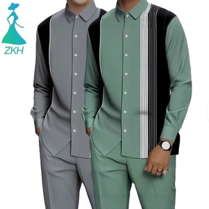 Tendance de la mode d'automne, impression 3D, nouvelle chemise en tricot à manches longues pour <span class=keywords><strong>homme</strong></span>, décontractée, simple et polyvalente - Product Image 1
