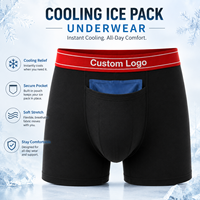 Sous-vêtements rafraîchissants en mélange de coton avec 2 pochettes de gel réutilisables, poche avant pour sauna et récupération post-chirurgie, type boxer
