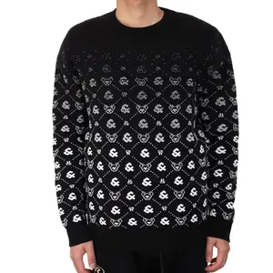 Individuelles OEM & ODM Herren Jacquard Langarm Pullover Strickwaren Muster Designer individuelle Strickpullover Pullover für Männer