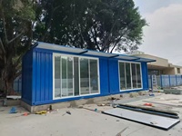 Casa Modular Desmontable de Acero con Aislamiento Transpirable, Estructura Plegable Tipo X, Espacio de Oficina, Solárium Iluminado