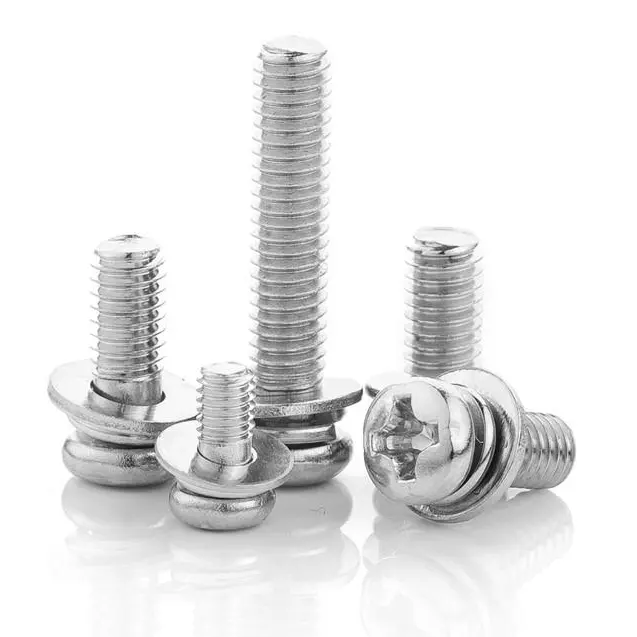 Galvanized Zinc Plated Plain Carbon Steel M2 M2.5 M3 M4 M5 M6 Phillips Pan Head Three Part Combination Sems Screws