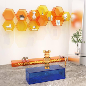 <b>Wall</b>-Mounted Hexagonal Plastic Storage Unit for Kids Room Modern <b>Display</b> Rack with Transparent Design - Product Image 6