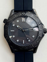 Montre de luxe vintage moderne à mouvement mécanique automatique pour homme, bracelet en caoutchouc noir, lunette en céramique, boîtier en acier inoxydable noir