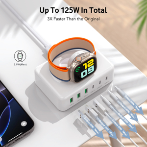 <span class=keywords><strong>Cargador</strong></span> Rápido HNT 170W GaN 3A3C de 6 Puertos con Enchufes de Viaje EU, US, UK, AU, Estación de Carga Inalámbrica para Apple Watch y <span class=keywords><strong>iPhone</strong></span> - Product Image 4
