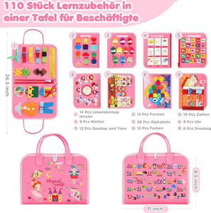 10 pages portable montessori jouet feutre tissu polyester occupé activité conseil pour enfant en bas âge moteur cognitif compétence voyage voiture avion - Product Image 3