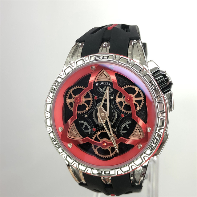 Wholesale Mens Automatic Mechanical Watch with Fashionable Alloy Case and Silicone Strap Fashionable Automatic Mechanical Watch
