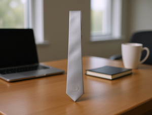 Corbata Formal para Hombre, Larga, Color Gris Plateado, 7.5cm, Satén Brillante - Product Image 2