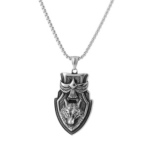 Yunnique – collier avec pendentif en acier inoxydable en forme de tête de loup, design du zodiaque animal, bijoux cadeau pour hommes - Product Image 5