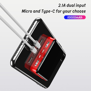 pantalla Digital espejo negro pantalla los bancos de energía muy pequeño Mi <span class=keywords><strong>Ni</strong></span> cuadrado 10000mAh banco de potencia con tipo-C - Product Image 2