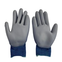 Gants de protection industriels respirants de haute qualité en nylon 15 jauges gris enduit de PU bleu roi profond