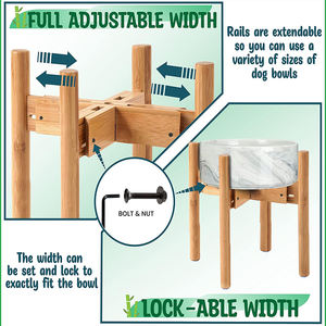 Soporte Ajustable de Madera Natural para Cuenco de Perro, Comedero Elevado de Bambú Grande Personalizado para Agua y Comida, para Hogar u Oficina - Product Image 3