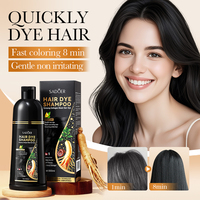 Teinture capillaire noire au ginseng et au collagène SADOER 500ml, crème colorante naturelle pour cheveux noirs, soin nourrissant du cuir chevelu, couleur longue durée