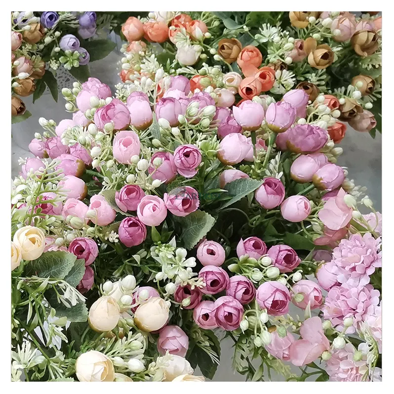 結婚式の花の装飾ブーケとバラの輸入中国生地ブライダルサプライヤーの装飾屋外人工植物花