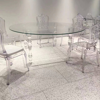 Table de salle à manger ronde moderne en verre acrylique transparent pour mariage à vendre