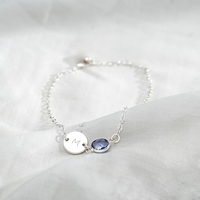 Bracelets personnalisés en acier inoxydable en argent et or Disque 12 couleurs Facet Pierres de naissance Charm Bracelets initiaux