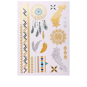 Autocollants de tatouage au henné rétro en feuille d'or Papier imperméable Art corporel temporaire avec décoration de visage sexy Impression blanche - Product Image 1