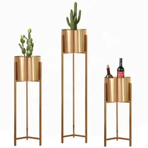 Vaso de plantas personalizado para decoração de casa, suporte moderno para flores, suporte de metal dourado e ferro para plantas, suporte para vasos de flores