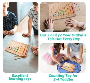 Jeu de comptage de perles Jeu de mathématiques préscolaire Jouets de tri des couleurs Ensemble de cartes de traçage de numéros en bois - Product Image 4