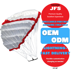 วิงฟอยล์ (ผ้าไนลอนสีแดงขาว) JFS KW04 โลโก้สั่งทำได้ สำหรับไคท์เซิร์ฟ/เซิร์ฟ/พาราไกลด์ดิ้ง-ใช้ในทะเล เหมาะสำหรับผู้เริ่มต้น ใช้ได้ทั้งชายและหญิง - Product Image 1