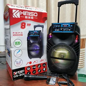 KIMISO QS-801 8 Polegadas Falante Ao Ar Livre do trole Portátil Sistema de Som DJ Subwoofer Caixa de Som Com Luz LED Speaker Blue Tooth