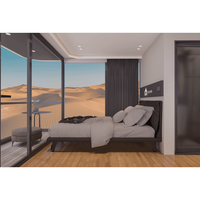 Hôtel capsule spatiale de luxe en structure acier modulaire, étanche, style moderne, 2 chambres, maison familiale miniature, utilisation extérieure
