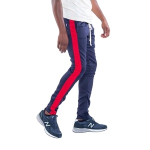 ขายส่ง100% โพลีเอสเตอร์ที่กำหนดเองสีฟ้าและสีแดงติดตามกางเกงที่มีโลโก้ของคุณเอง - Product Image 1