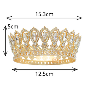 2025 nouveau Baroque rond mariage couronne mariée Pageant strass cristal diadèmes couronne moulage coiffes pour reines et roi - Product Image 2