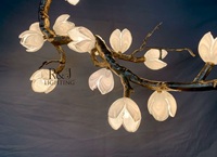 Lustre moderne de luxe en laiton massif à 14 lumières pour salon chambre à coucher en verre de Murano à 14 niveaux fleur branche d'arbre Design élégant