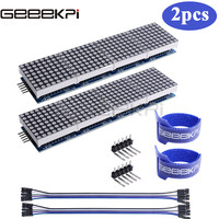 GeeekPi 2 Buah Modul Dot Matrix MAX7219 untuk Mikrokontroler Ardruino 4 Dalam Satu Layar dengan Garis 5P Merah/Kuning Hijau/Biru D134