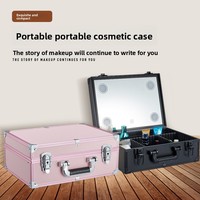 Boîte de maquillage miroir LED intelligente professionnelle miroir de beauté boîte de maquillage extérieure Portable pour les voyages d'affaires